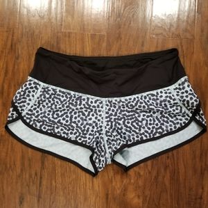 Cheetah print lululemon speed shorts.